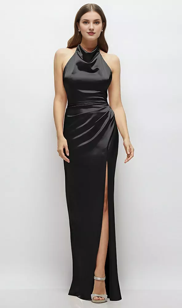 Cowl Neck Satin Backless Floor-Length Wedding Dress - Chloe Dress