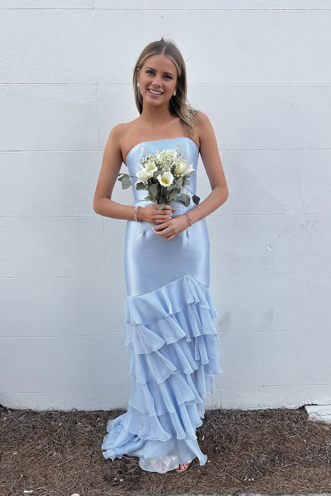 Blue Mermaid Off-Shoulder High Slit Dress - Chloe Dress