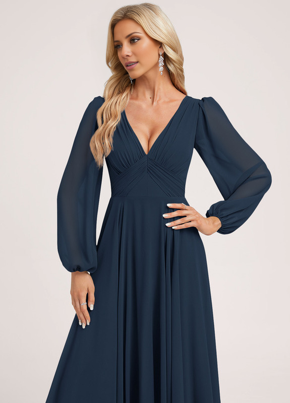 A-Line V-Neck Chiffon Floor-Length Wedding Dress - Chloe Dress
