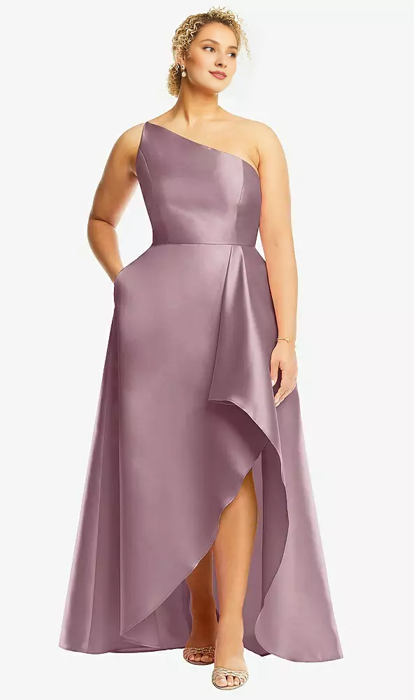 One-Shoulder Satin High Slit Prom Dress - Chloe Dress