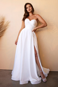 White Strapless Satin Wedding Dress - Chloe Dress