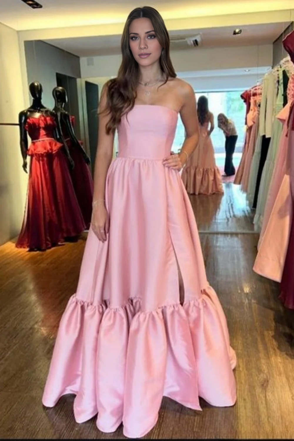 A-Line Off-Shoulder High Slit Floor-Length Dress - Chloe Dress