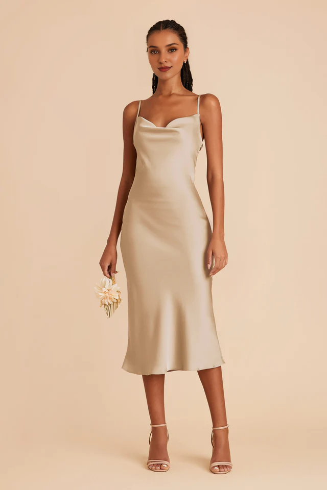 Zipper Back Pleated Wedding Dress - Chloe Dress