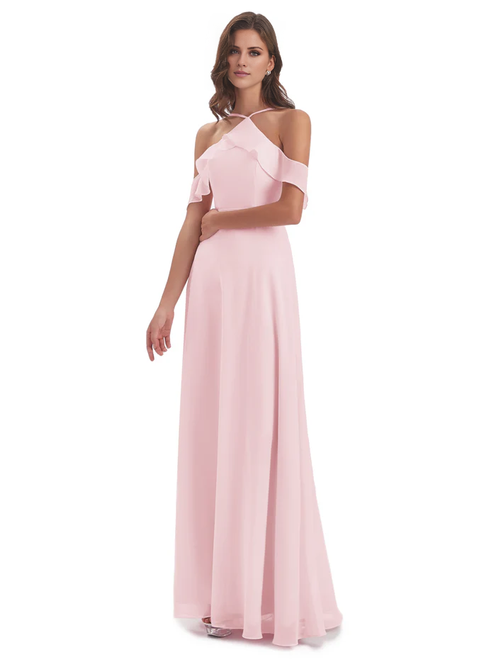 Off-Shoulder Chiffon Floor-Length Wedding Dress - Chloe Dress