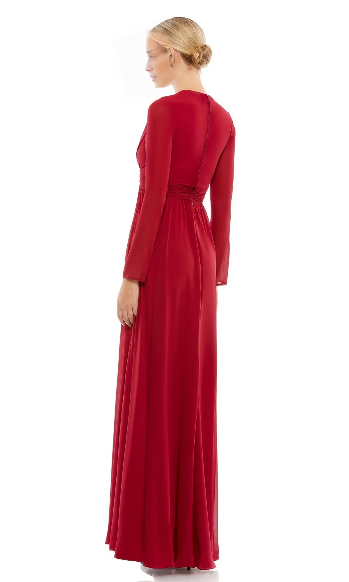 V-Neck Long Sleeve High Slit Floor-Length Evening Dress - Chloe Dress