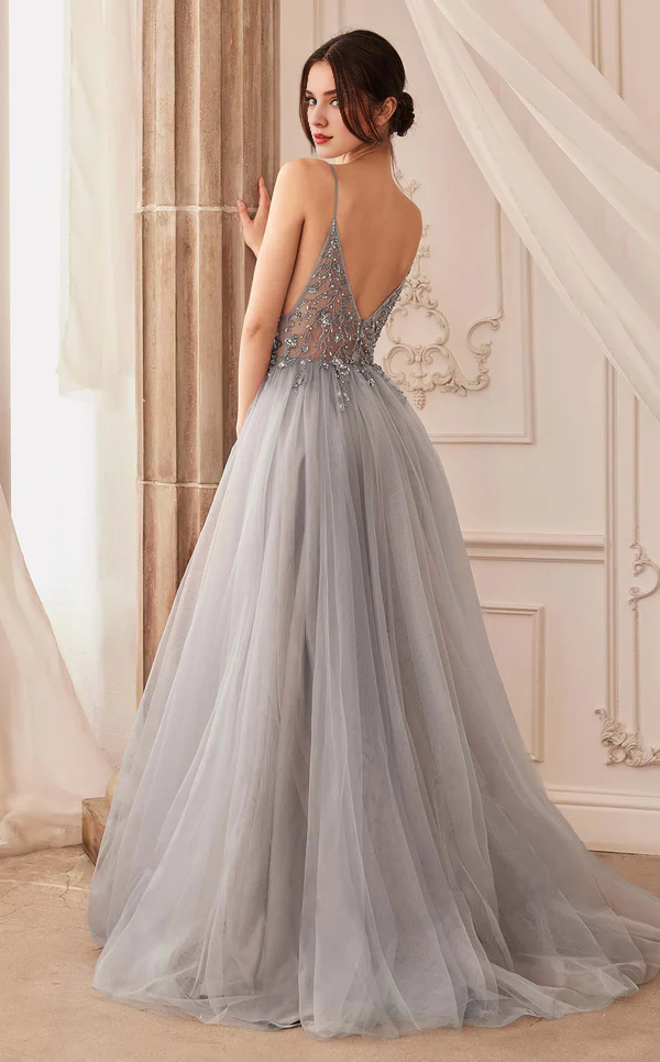 A-Line V-Neck Chiffon Embroidered Prom Dress - Chloe Dress