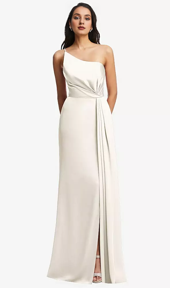 One-Shoulder Satin Pleated Prom Dress - Chloe Dress