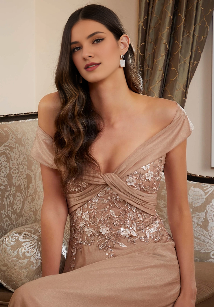 A-Line Off-Shoulder Lace-Up Back Evening Dress - Chloe Dress