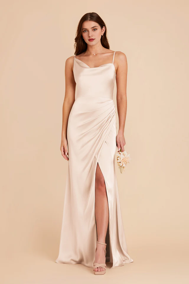 Satin High Slit Wedding Dress - Chloe Dress