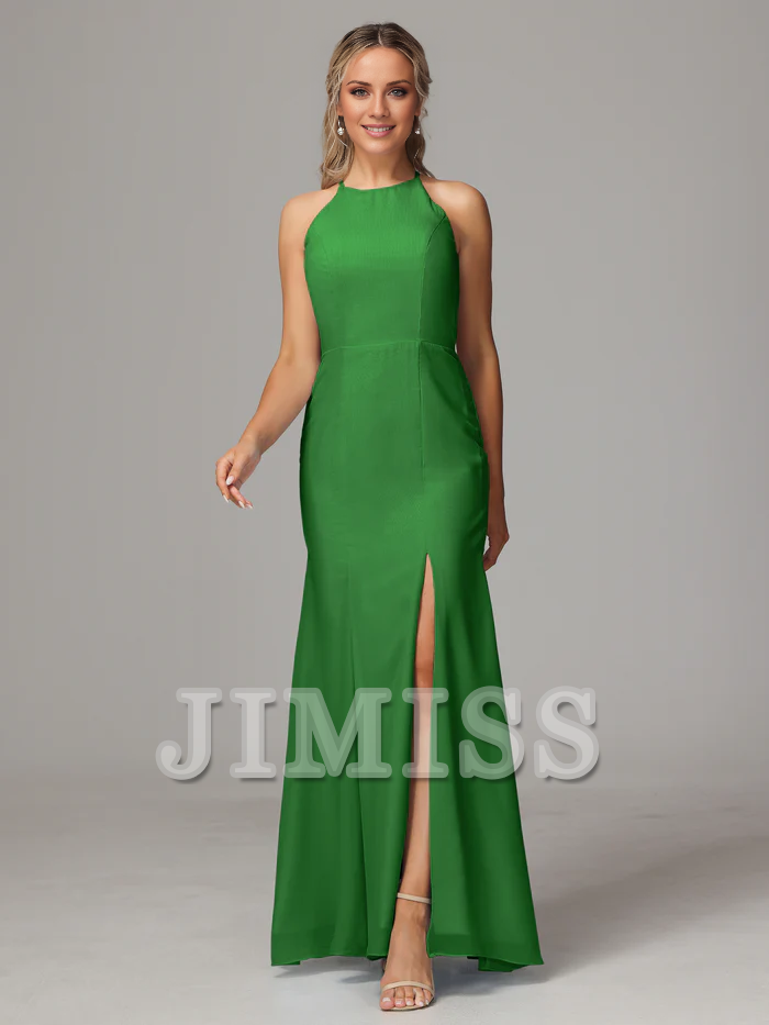 Chiffon Backless High Slit Wedding Dress - Chloe Dress