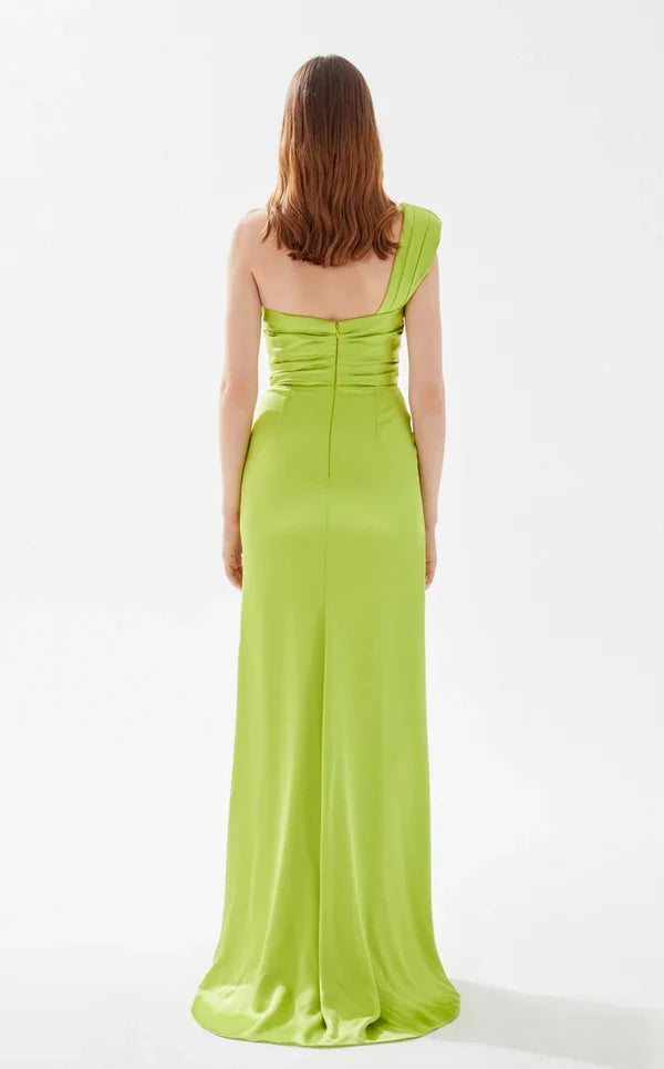 A-Line Lace-Up Back Asymmetric Floor-Length Evening Dress - Chloe Dress