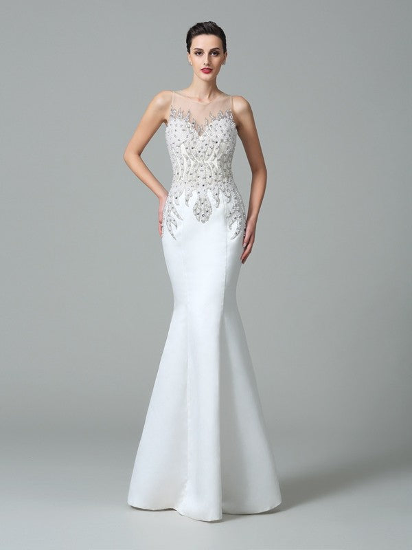 Mermaid Satin Sleeveless Applique Dress - Chloe Dress