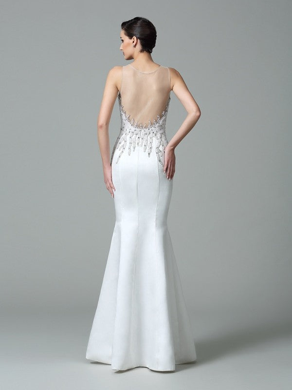 Mermaid Satin Sleeveless Applique Dress - Chloe Dress