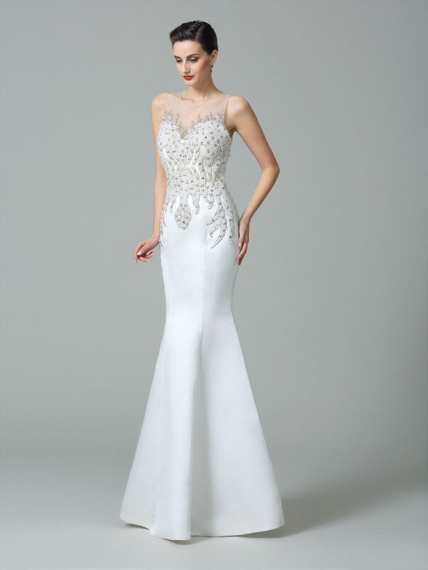 Mermaid Satin Sleeveless Applique Dress - Chloe Dress