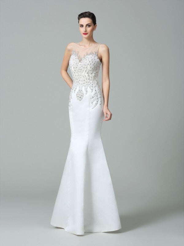 Mermaid Satin Sleeveless Applique Dress - Chloe Dress