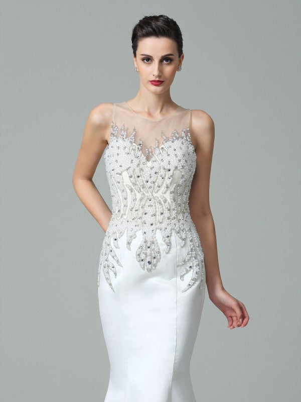 Mermaid Satin Sleeveless Applique Dress - Chloe Dress