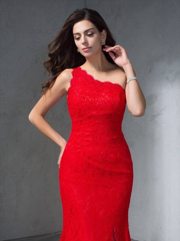 Mermaid One-Shoulder Lace Sleeveless Dress - Chloe Dress