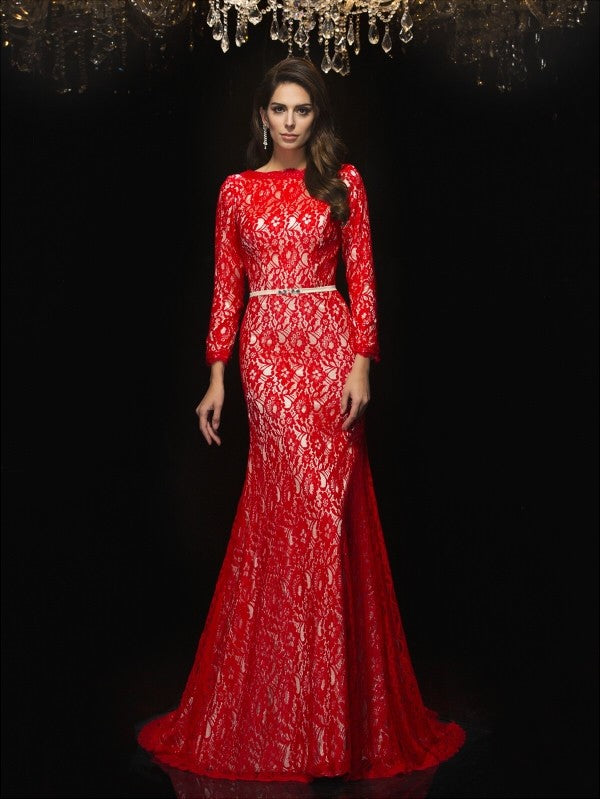 Sheath Lace Three-Quarter Sleeve Tea-Length Dress - Chloe Dress