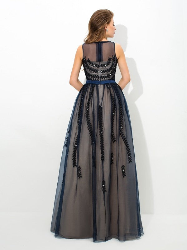 A-Line Tulle Sleeveless Applique Dress - Chloe Dress
