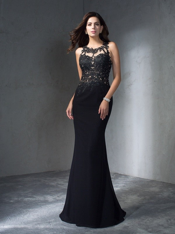 Mermaid Chiffon Sleeveless Applique Dress - Chloe Dress