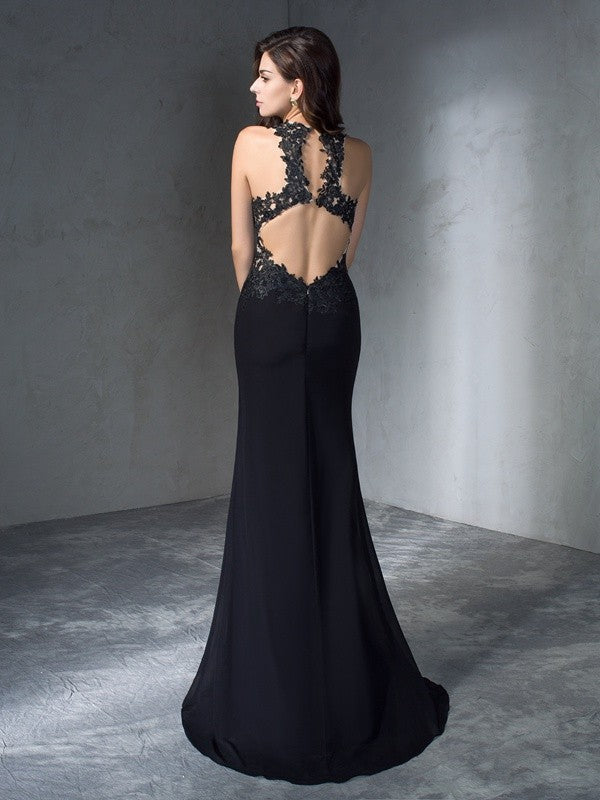 Mermaid Chiffon Sleeveless Applique Dress - Chloe Dress