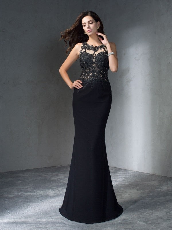 Mermaid Chiffon Sleeveless Applique Dress - Chloe Dress