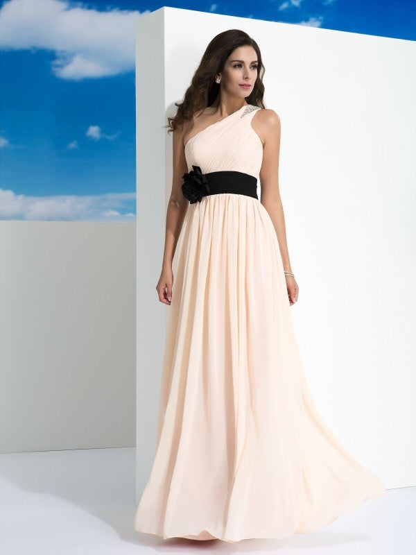 A-Line One-Shoulder Chiffon Sleeveless Dress - Chloe Dress