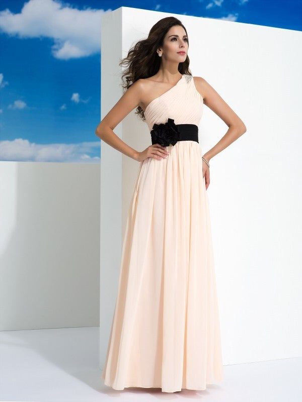 A-Line One-Shoulder Chiffon Sleeveless Dress - Chloe Dress