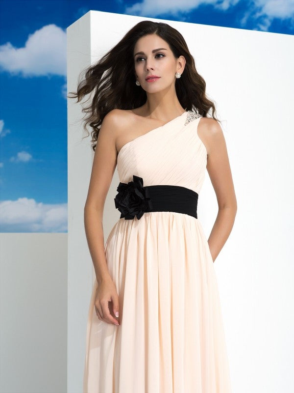 A-Line One-Shoulder Chiffon Sleeveless Dress - Chloe Dress