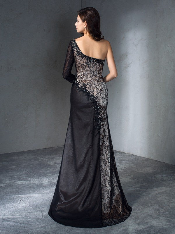 Mermaid One-Shoulder Lace Three-Quarter Sleeve Dress - Chloe Dress