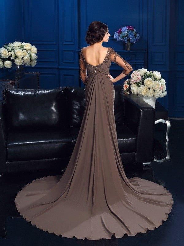 Sheath Chiffon Three-Quarter Sleeve Dress - Chloe Dress