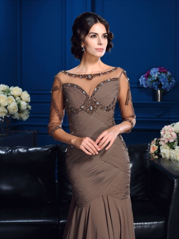 Sheath Chiffon Three-Quarter Sleeve Dress - Chloe Dress