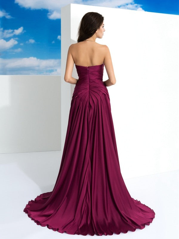 A-Line Strapless Satin Sleeveless Pleated Dress - Chloe Dress