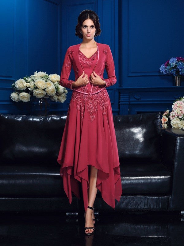 A-Line V-Neck Chiffon Sleeveless Applique Dress - Chloe Dress