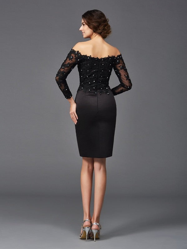 Sheath Satin Long Sleeve Mini Dress - Chloe Dress