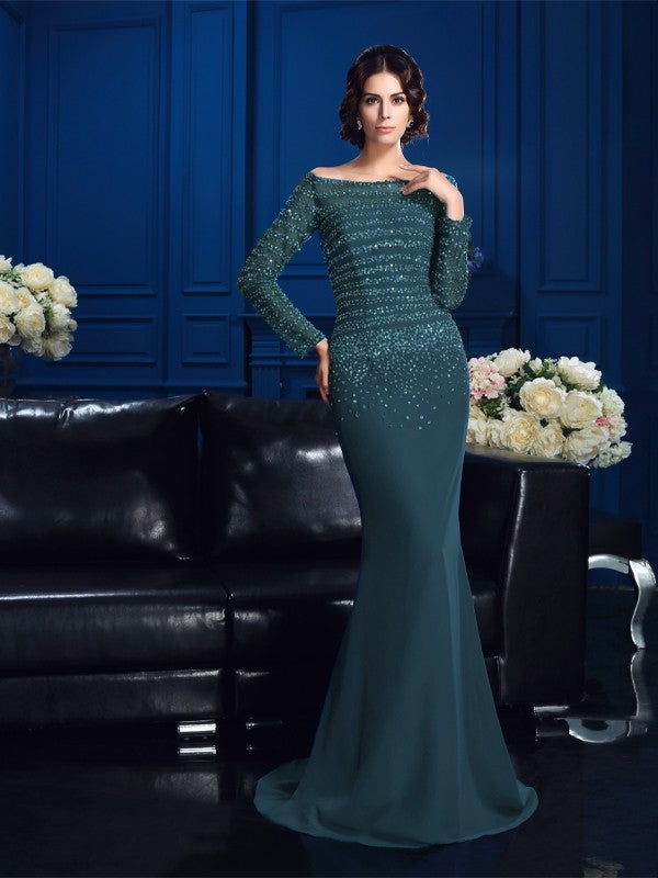 Sheath Chiffon Long Sleeve Dress - Chloe Dress