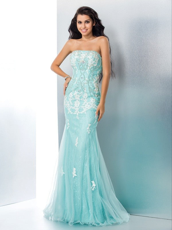 Mermaid Strapless Lace Sleeveless Applique Dress - Chloe Dress