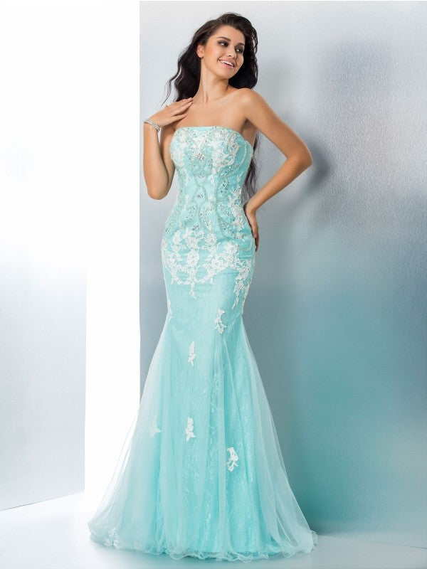 Mermaid Strapless Lace Sleeveless Applique Dress - Chloe Dress
