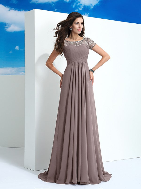 A-Line Chiffon Short Sleeve Mini Dress - Chloe Dress