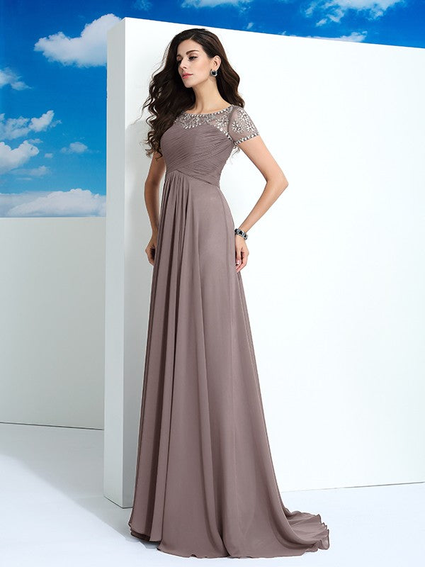 A-Line Chiffon Short Sleeve Mini Dress - Chloe Dress