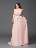 A-Line One-Shoulder Chiffon Sleeveless Rhinestone Dress - Chloe Dress