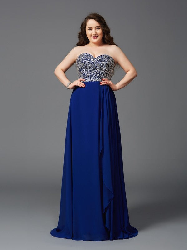 A-Line Sweetheart Chiffon Sleeveless Rhinestone Dress - Chloe Dress