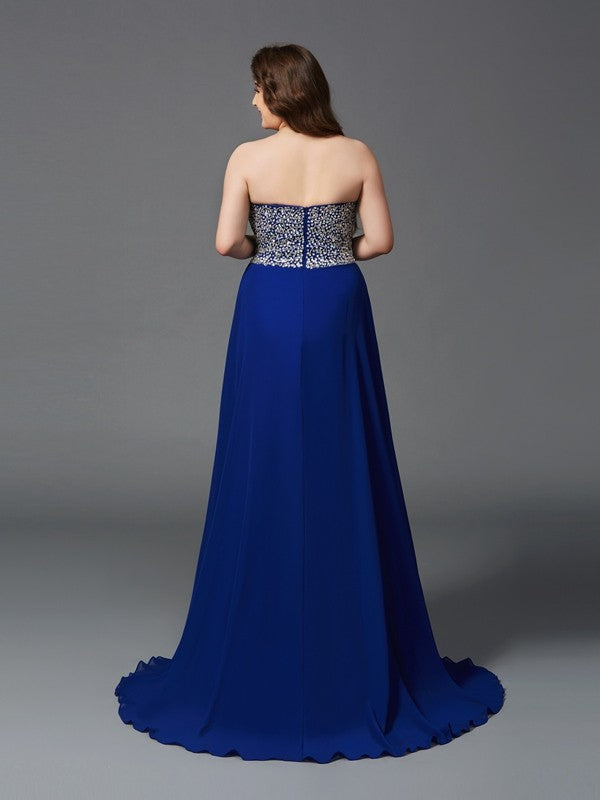 A-Line Sweetheart Chiffon Sleeveless Rhinestone Dress - Chloe Dress