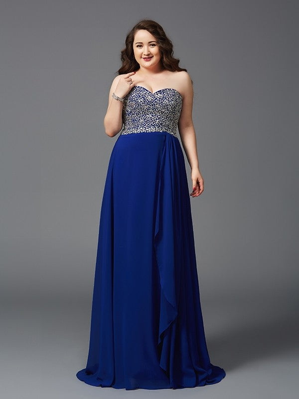 A-Line Sweetheart Chiffon Sleeveless Rhinestone Dress - Chloe Dress