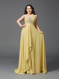 A-Line One-Shoulder Chiffon Sleeveless Rhinestone Dress - Chloe Dress