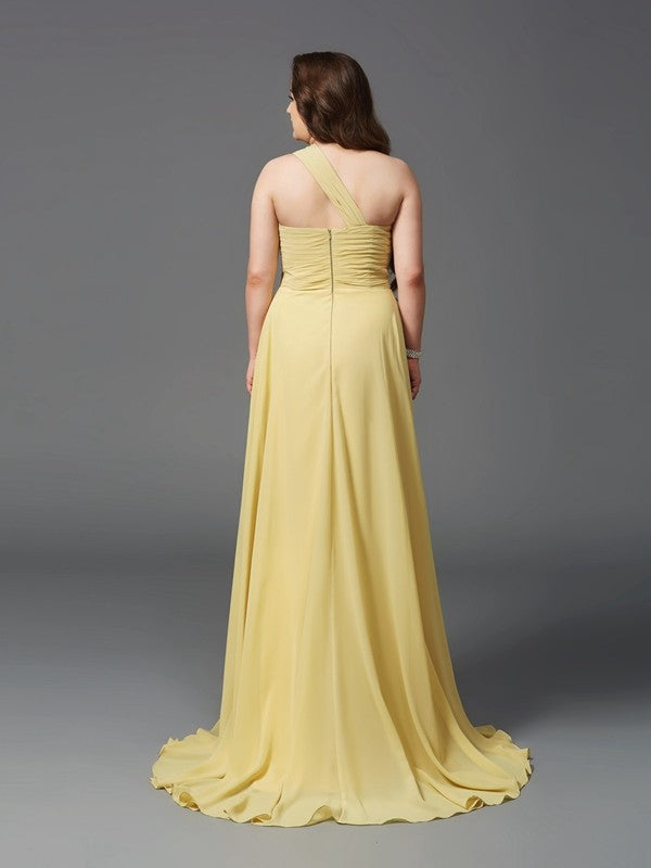 A-Line One-Shoulder Chiffon Sleeveless Rhinestone Dress - Chloe Dress