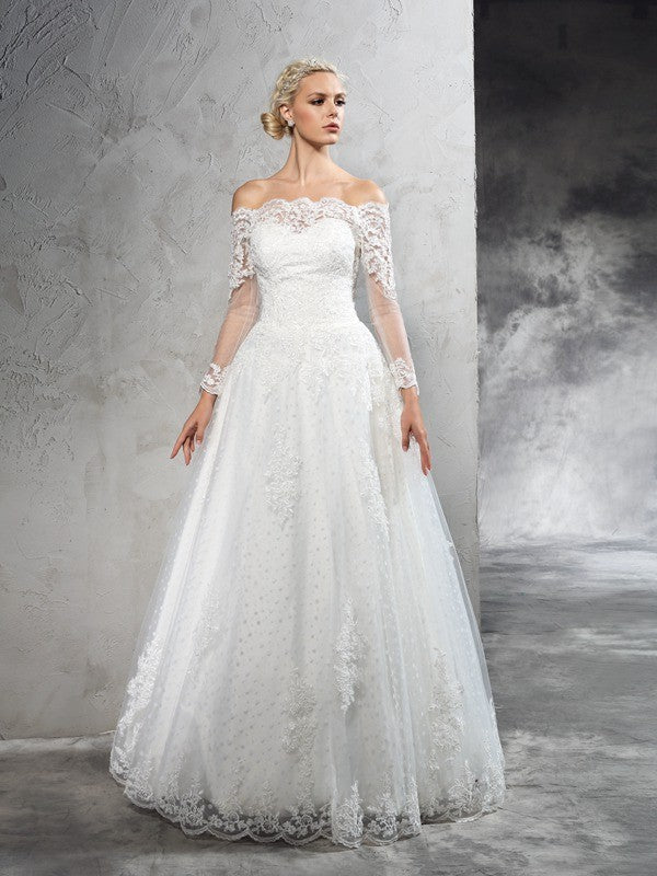 Ball Gown Lace Long Sleeve Wedding Gown - Chloe Dress