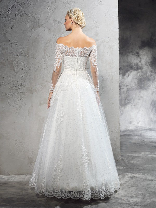 Ball Gown Lace Long Sleeve Wedding Gown - Chloe Dress