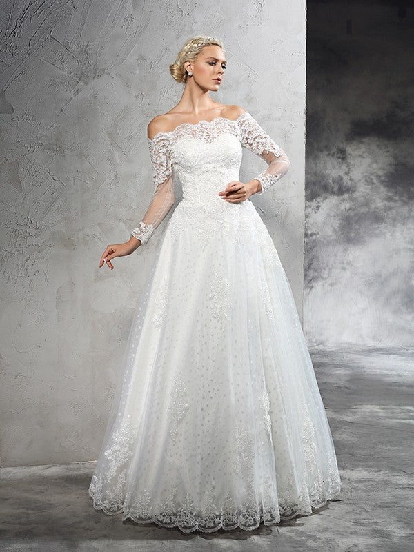 Ball Gown Lace Long Sleeve Wedding Gown - Chloe Dress