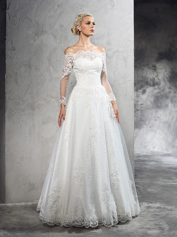 Ball Gown Lace Long Sleeve Wedding Gown - Chloe Dress